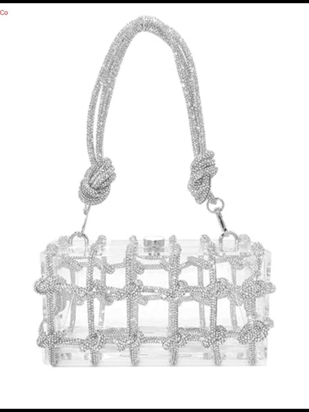 Clear Acrylic Box Clutch Crystal Evening Bag Beaded Handle